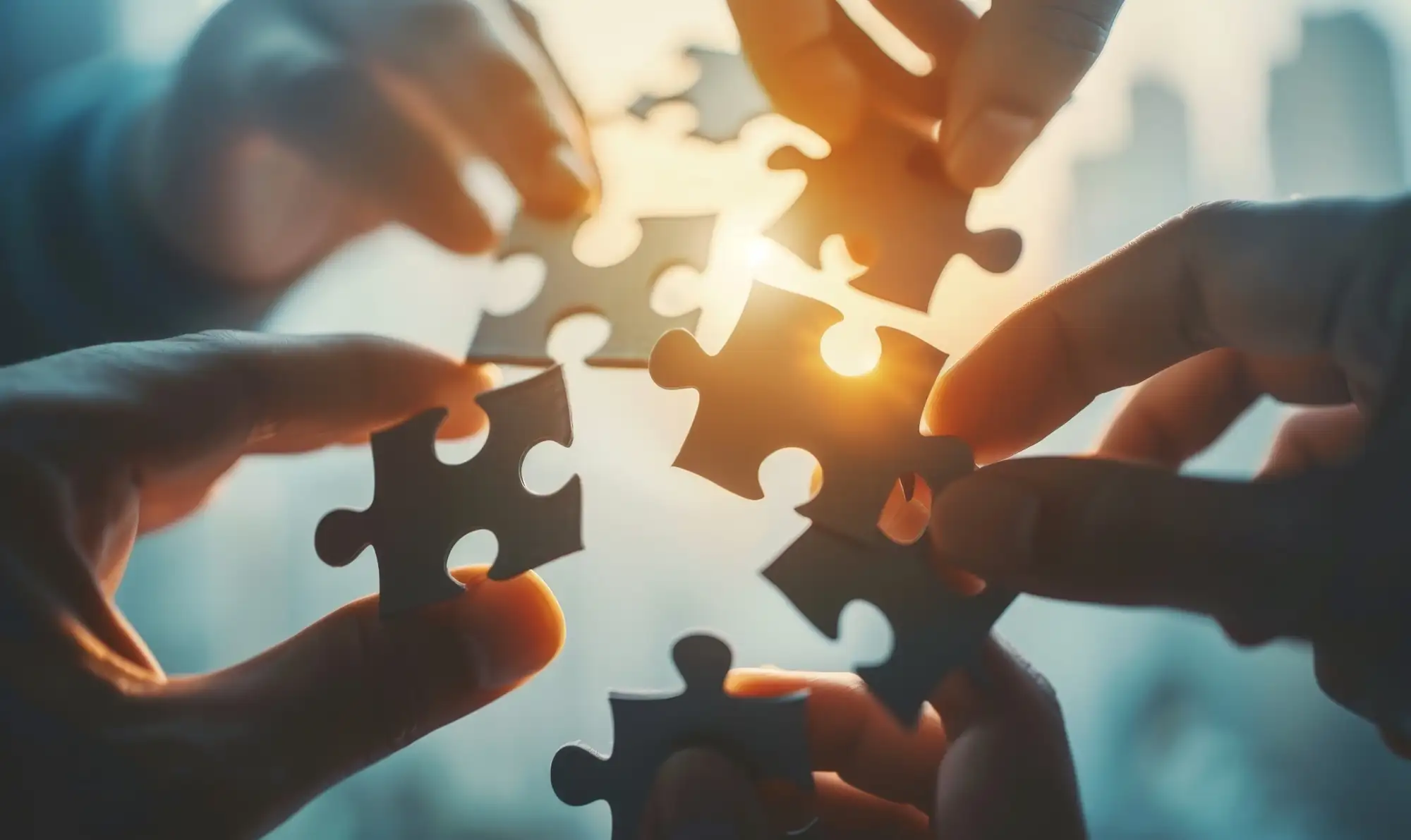 Hände halten Puzzleteile – Symbol für Herausforderungen in der Nachfolge